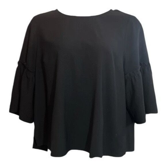 Lane Bryant Women Top Plus Size 18/20 Solid Black Flowy 3/4-Wide Sleeve Boho - Picture 14 of 15